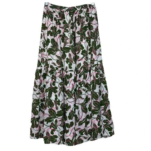 Parker Midi Skirt Womens A-Line Sz 2 Floral Tiered Spring Boho Cottagecore Girly - Picture 2 of 7